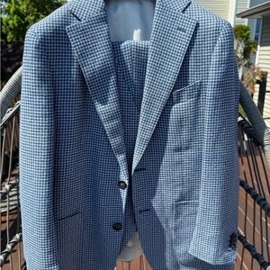 Men's Blue Houndstooth 3 Piece suit